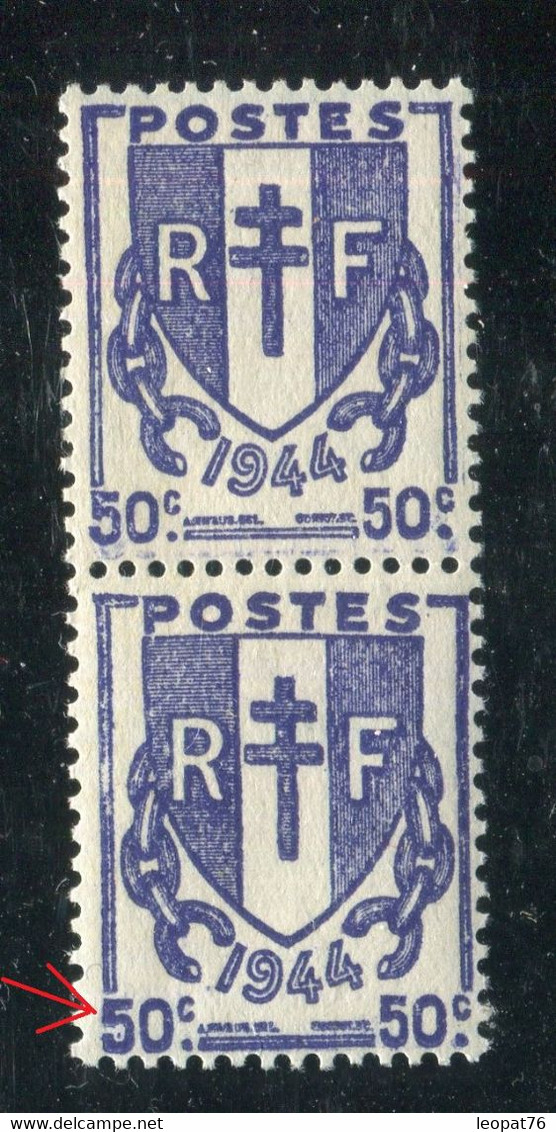 Variété N°673 - Chaînes Brisées - 1 Exemplaire Gros Chiffre 5 (en Bas à Gauche) Tenant à 1 Normal - Neufs ** - Réf V 922 - Unused Stamps