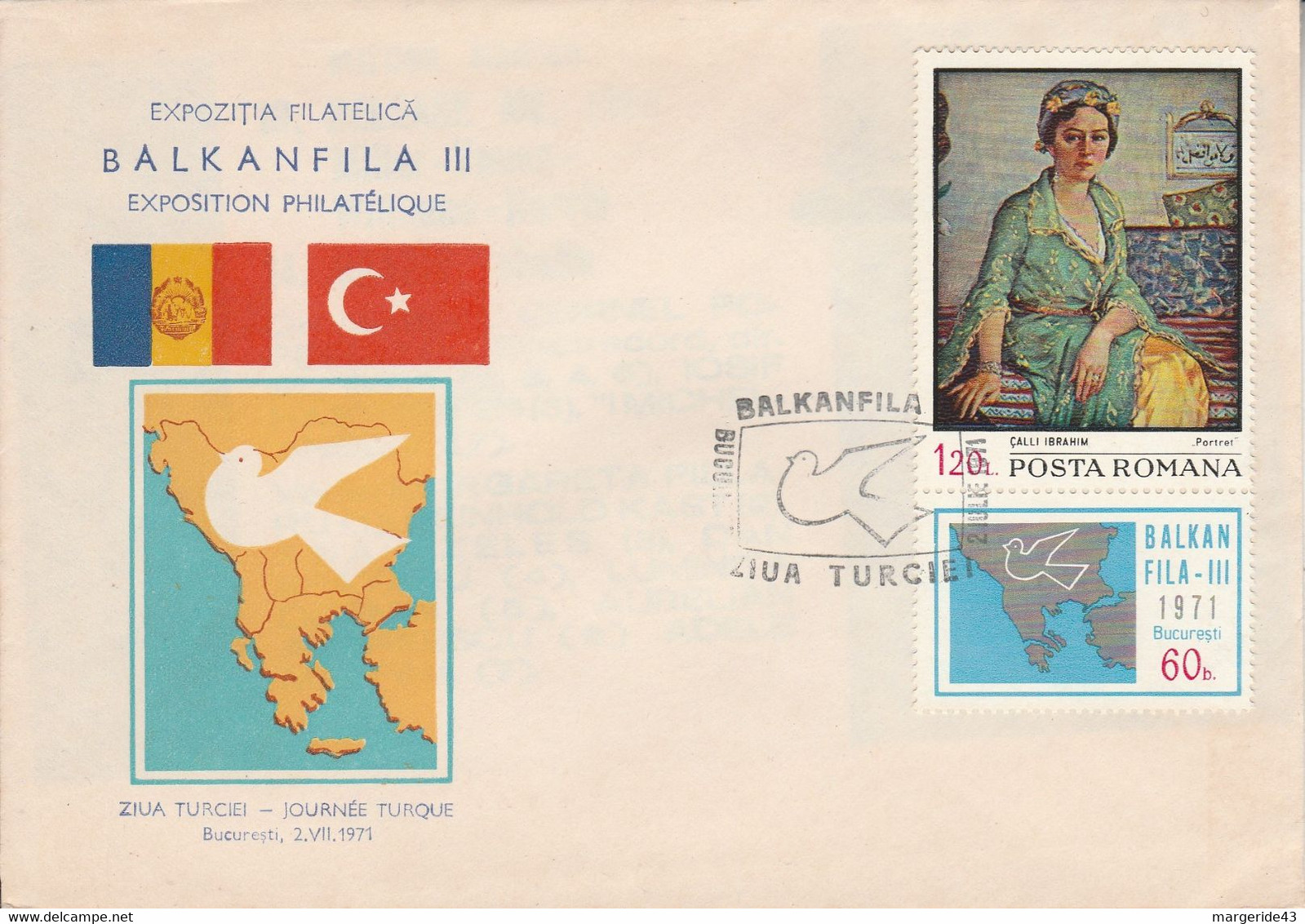 ROUMANIE EXPO PHILA BALKANIKA III 1971 - JOURNEE TURQUE - Storia Postale