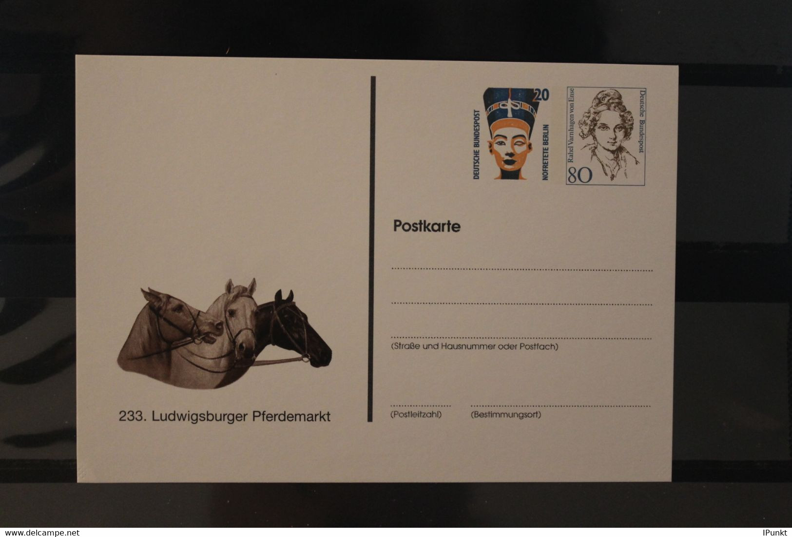 Deutschland 2001; 233. Ludwigsburger Pferdemarkt, Pferd, Wertstempel Sehenswürdigkeiten, Frauen - Privatpostkarten - Ungebraucht