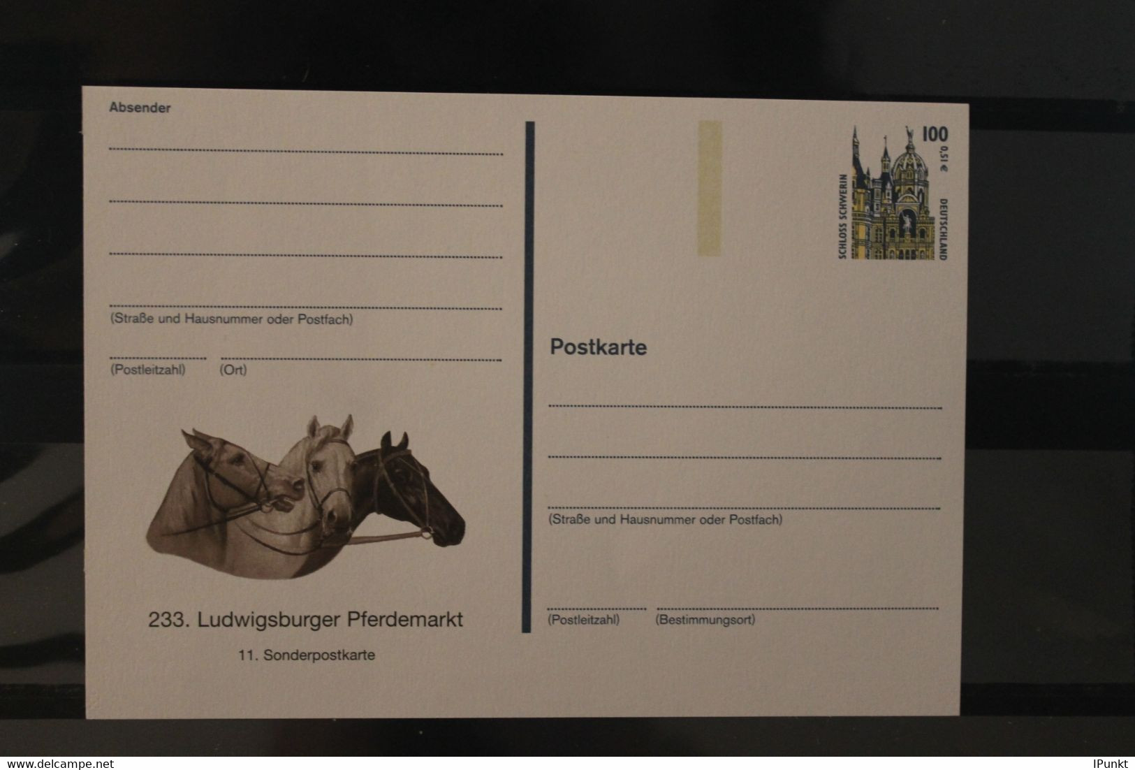 Deutschland 2001; 233. Ludwigsburger Pferdemarkt, Pferd, Wertstempel Sehenswürdigkeiten - Privé Postkaarten - Ongebruikt