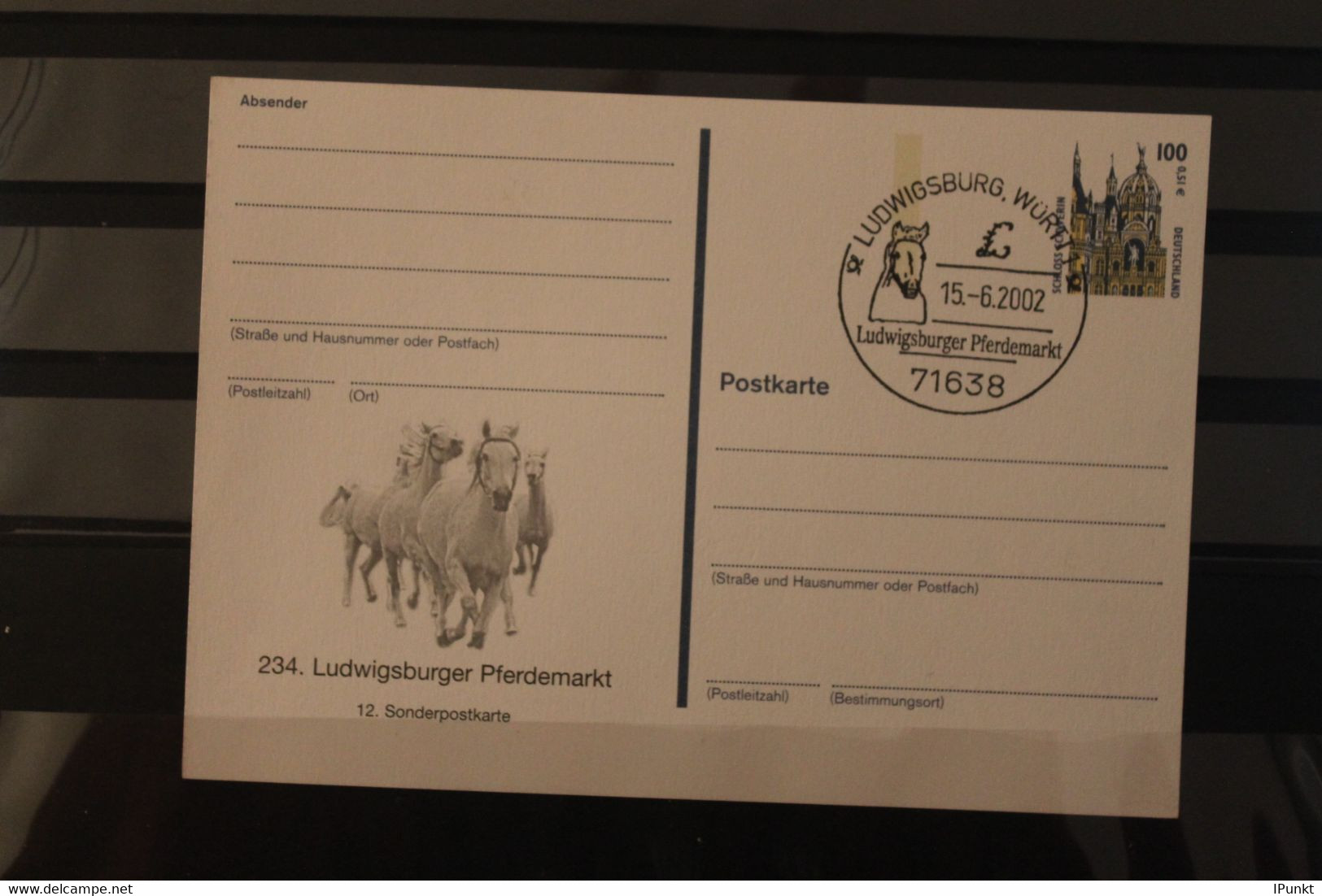 Deutschland 2002;  234. Ludwigsburger Pferdemarkt, Wertstempel Sehenswürdigkeiten, SST - Privé Postkaarten - Ongebruikt