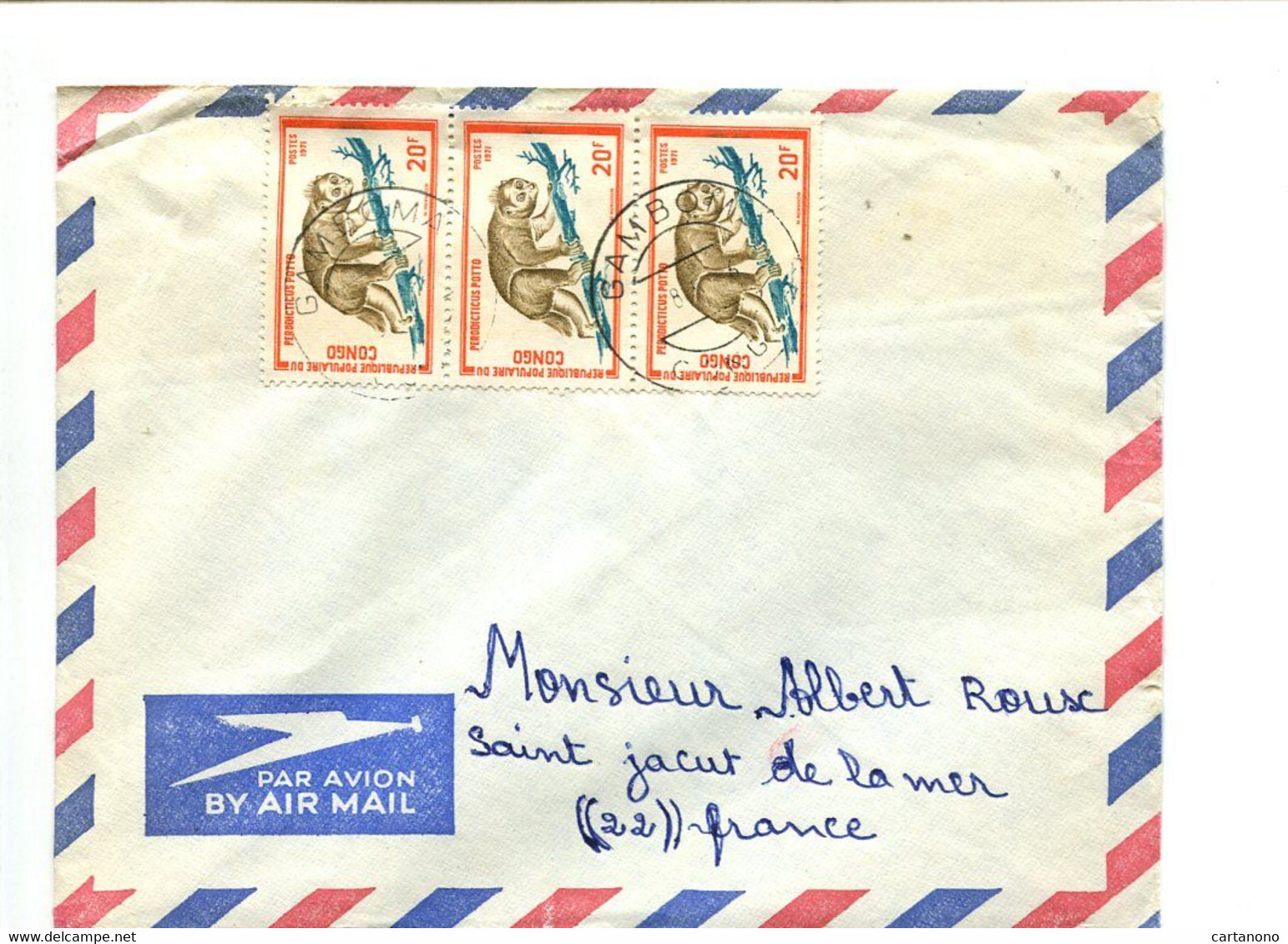 CONGO Gamboma 1976  - Affranchissement Sur Lettre Par Avion Pour La France -  Animaux - Other & Unclassified