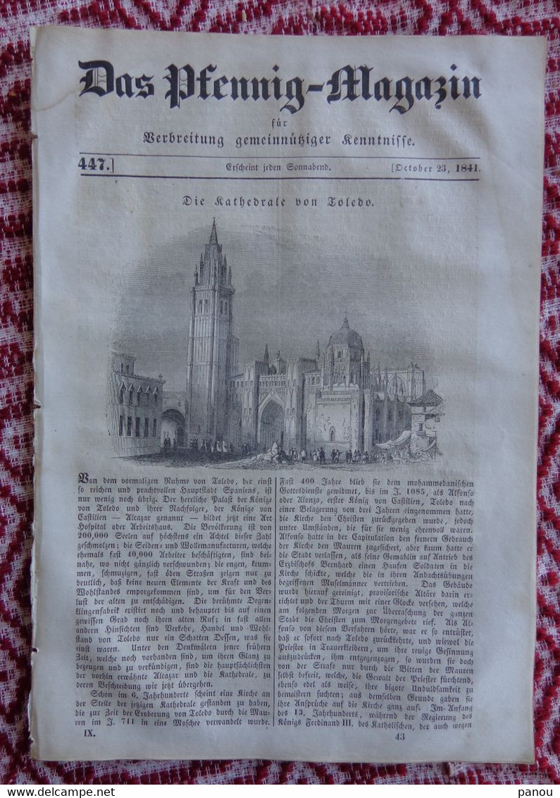 DAS PFENNIG MAGAZIN Nr 447. 23 October 1841. Toledo Spanien Espana. Goldminen In Brasilien Brazil Brasil - Autres & Non Classés