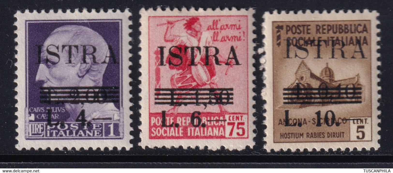 ISTRIA  1945 3 Valori  Sass. N.37/9  MNH** Cv 120 - Andere & Zonder Classificatie