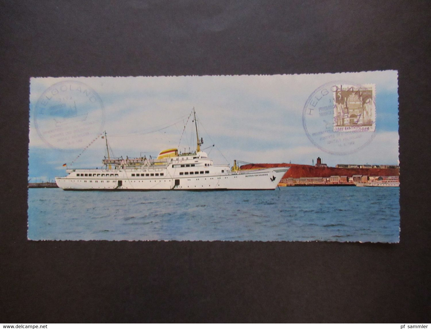 BRD 1968 Große PK Schiff Wappen Von Hamburg U. Schiffsstempel Helgoland Indienststellung Forschungsschiff Verwendet 1972 - Helgoland