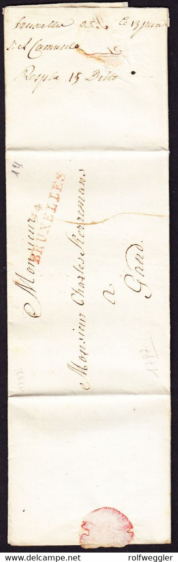 1797 Dépt. Conquis. Roter Stempel "94 BRUXELLES" Auf Faltbrief Nach Gand (Gent) - 1794-1814 (Periodo Francese)