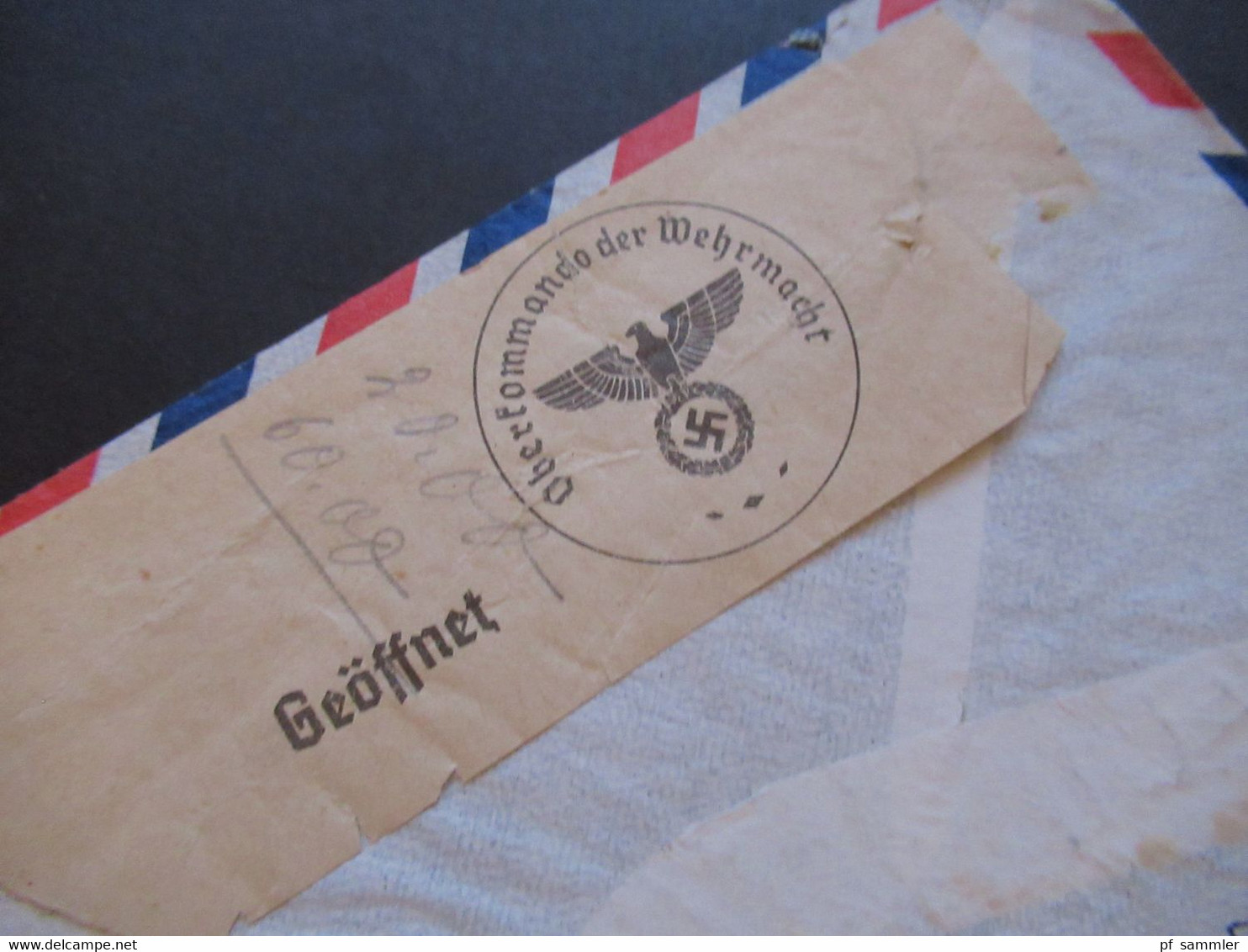 USA Zensurbeleg 1940 Transatlantic Air Mail Via Portugal Nach Hildesheim Mit OKW Zensurstreifen Geöffnet - Brieven En Documenten