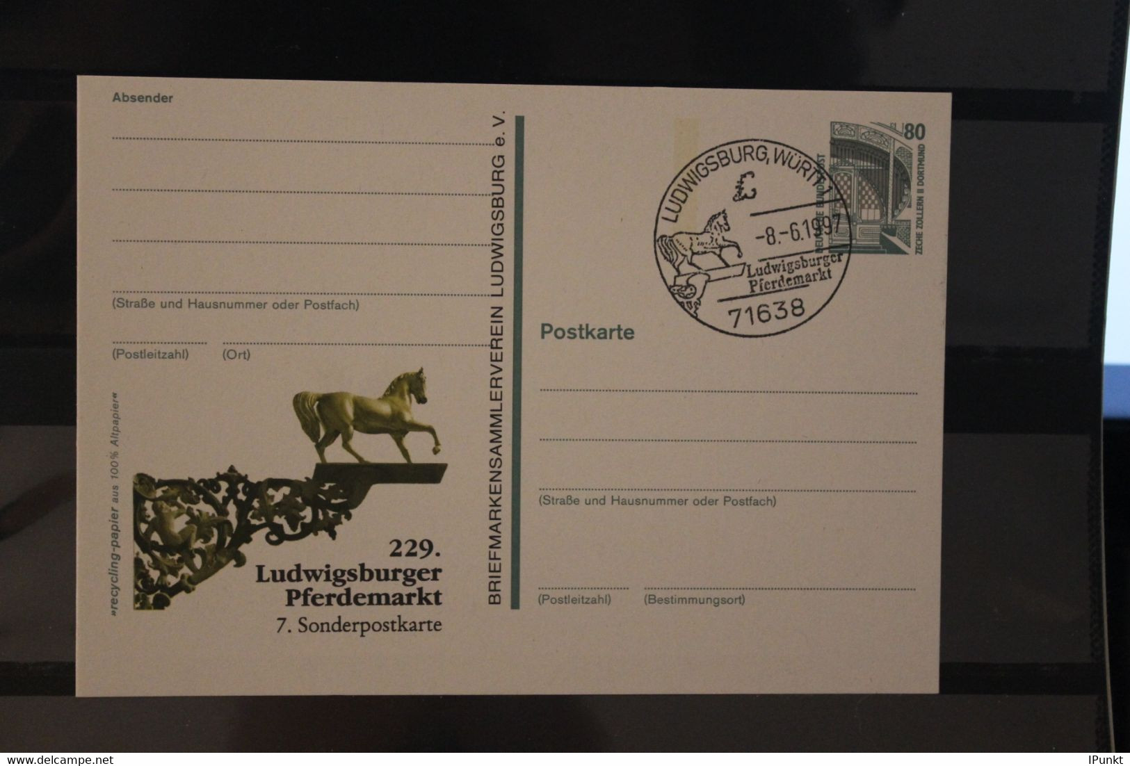 Deutschland 1997;  229. Ludwigsburger Pferdemarkt, Wertstempel Sehenswürdigkeiten, SST - Private Postcards - Used