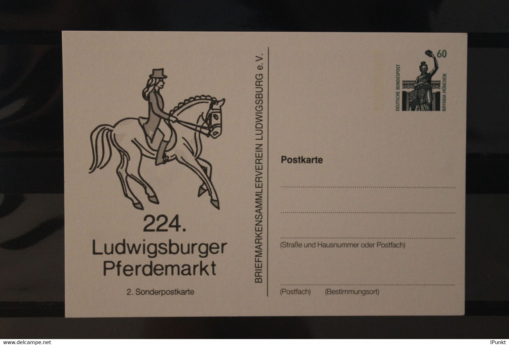 Deutschland 1992;  224. Ludwigsburger Pferdemarkt, Wertstempel Sehenswürdigkeiten - Privatpostkarten - Ungebraucht