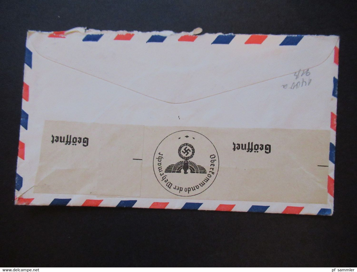 USA Zensurbeleg 1940 Transatlantic Air Mail Via Portugal Nach Hildesheim Mit OKW Zensurstreifen Geöffnet - Briefe U. Dokumente