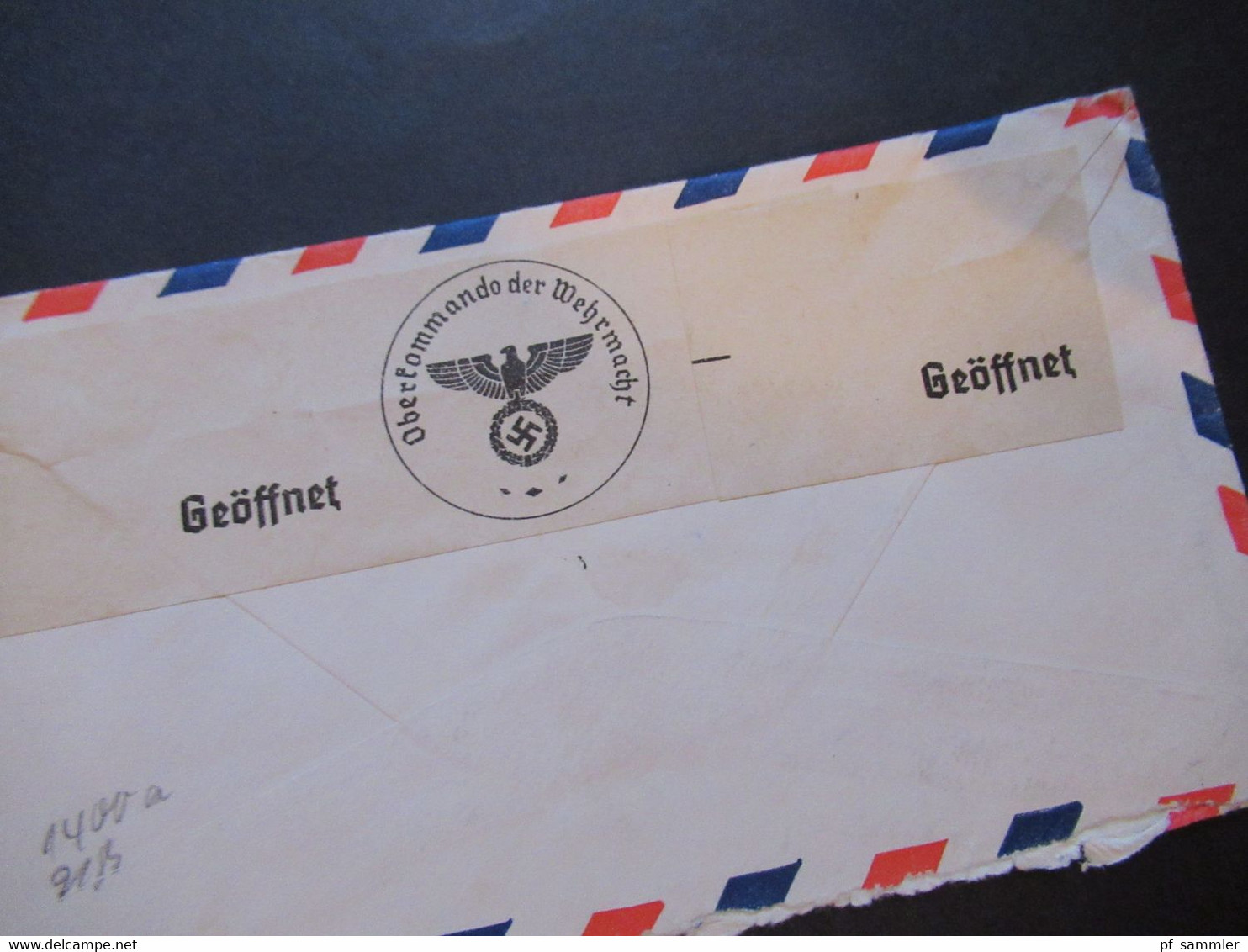 USA Zensurbeleg 1940 Transatlantic Air Mail Via Portugal Nach Hildesheim Mit OKW Zensurstreifen Geöffnet - Storia Postale