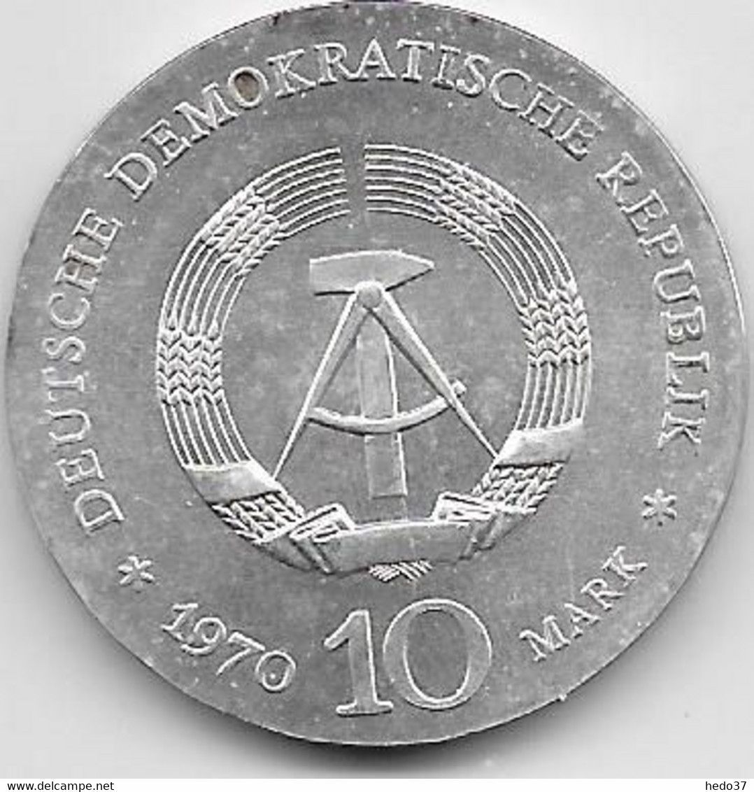 Allemagne DDR - RDA - 10 Mark 1970 - Argent - 5 Marcos