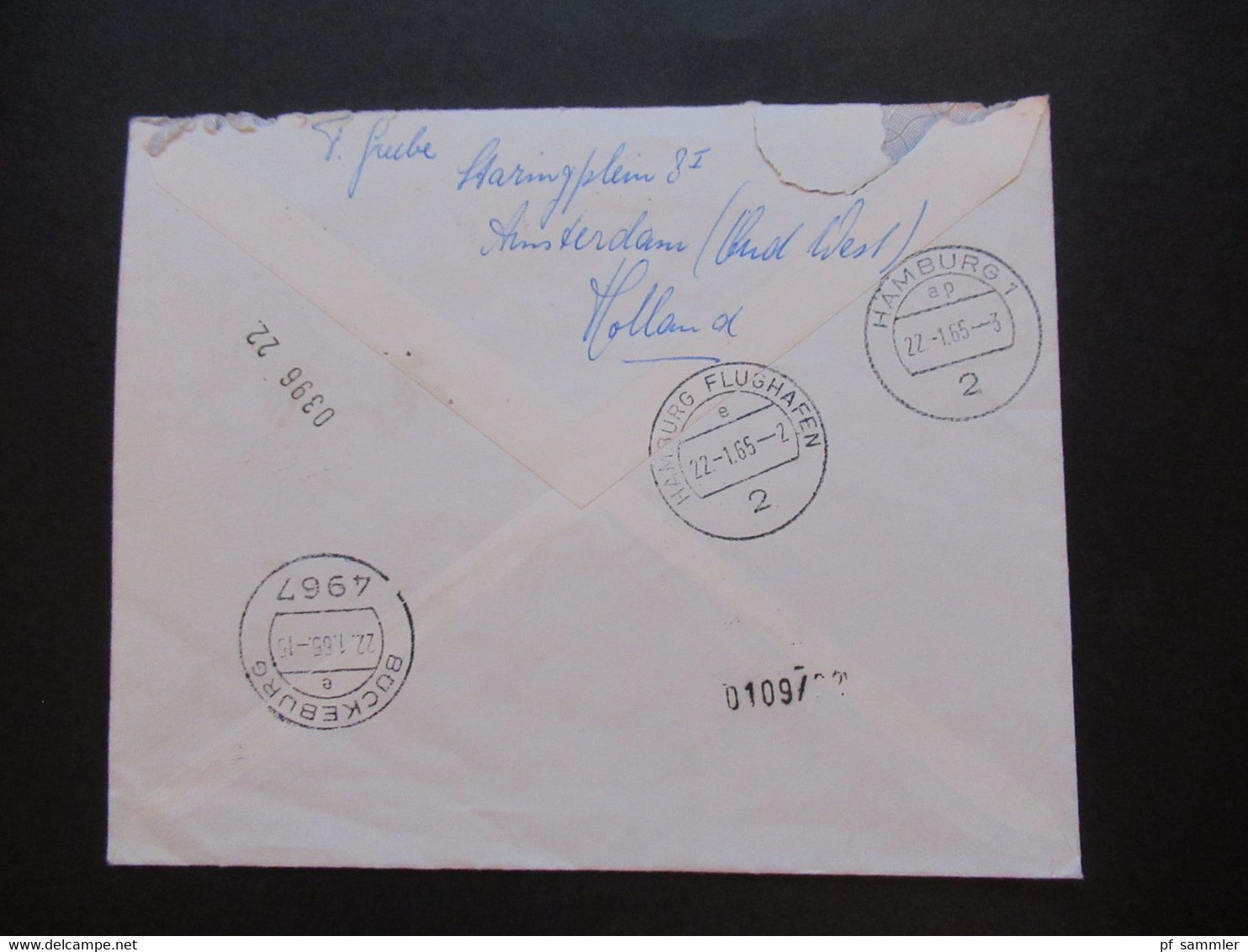 Niederlande 1965 Per Express / Eilbrief Rotterdam - Bückeburg Mit Luftpost über Hamburg Mit Stp. Hamburg Flughafen - Covers & Documents