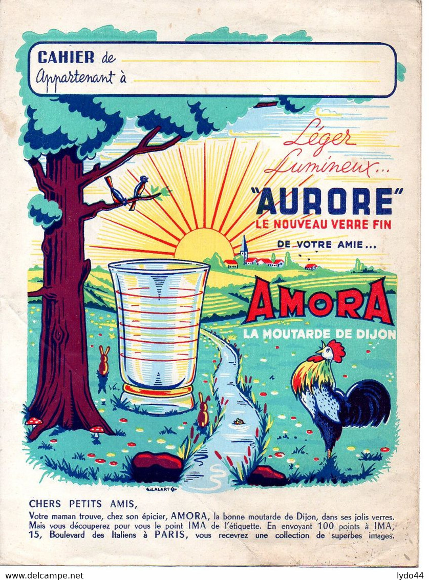 Protège Cahier AMORA ,  La Moutarde De Dijon , Coq , Aurore , Le Nouveau Verre Fin De Votre Amie - Moutardes