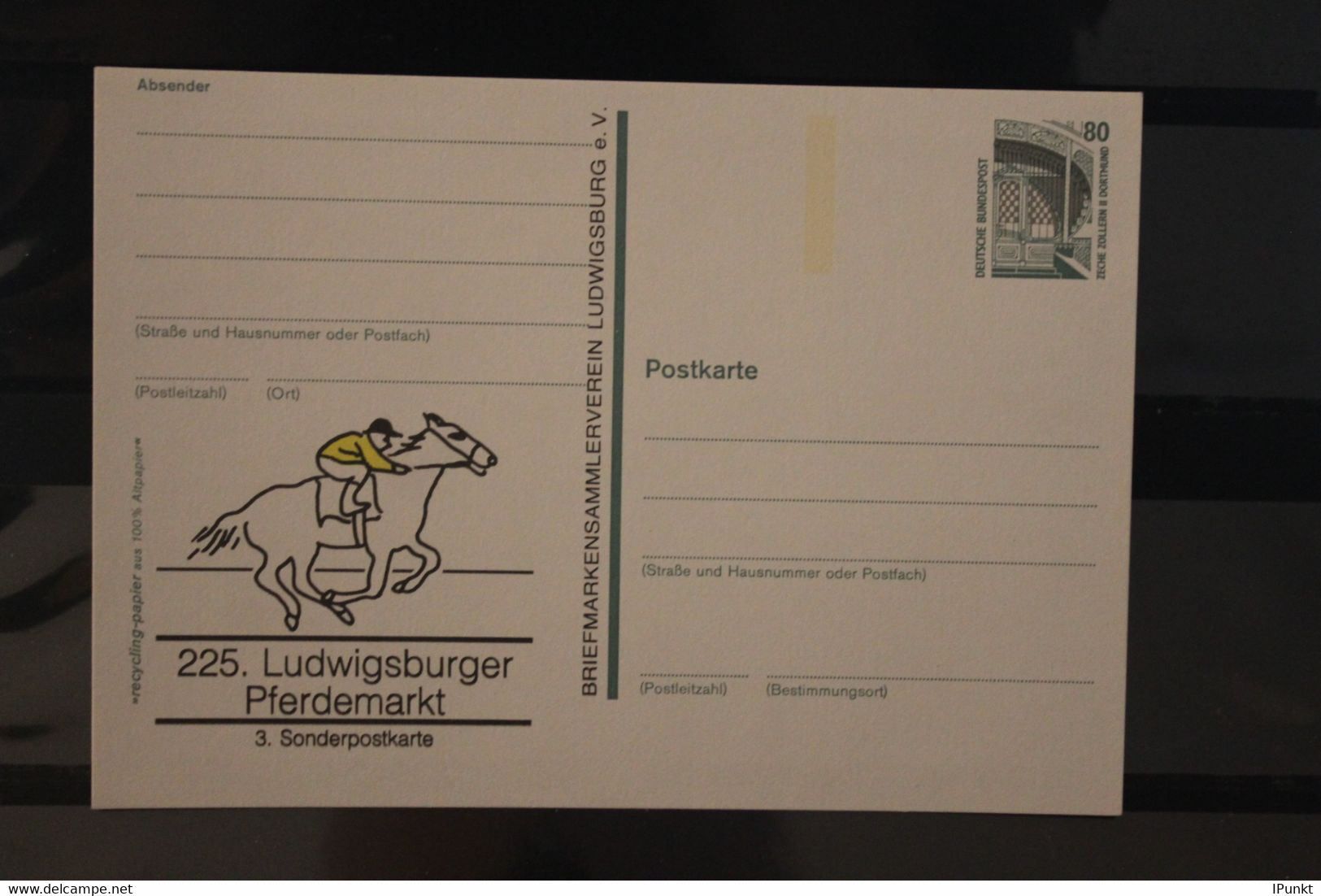 Deutschland 1993,  225. Ludwigsburger Pferdemarkt, Wertstempel Sehenswürdigkeiten - Privé Postkaarten - Ongebruikt