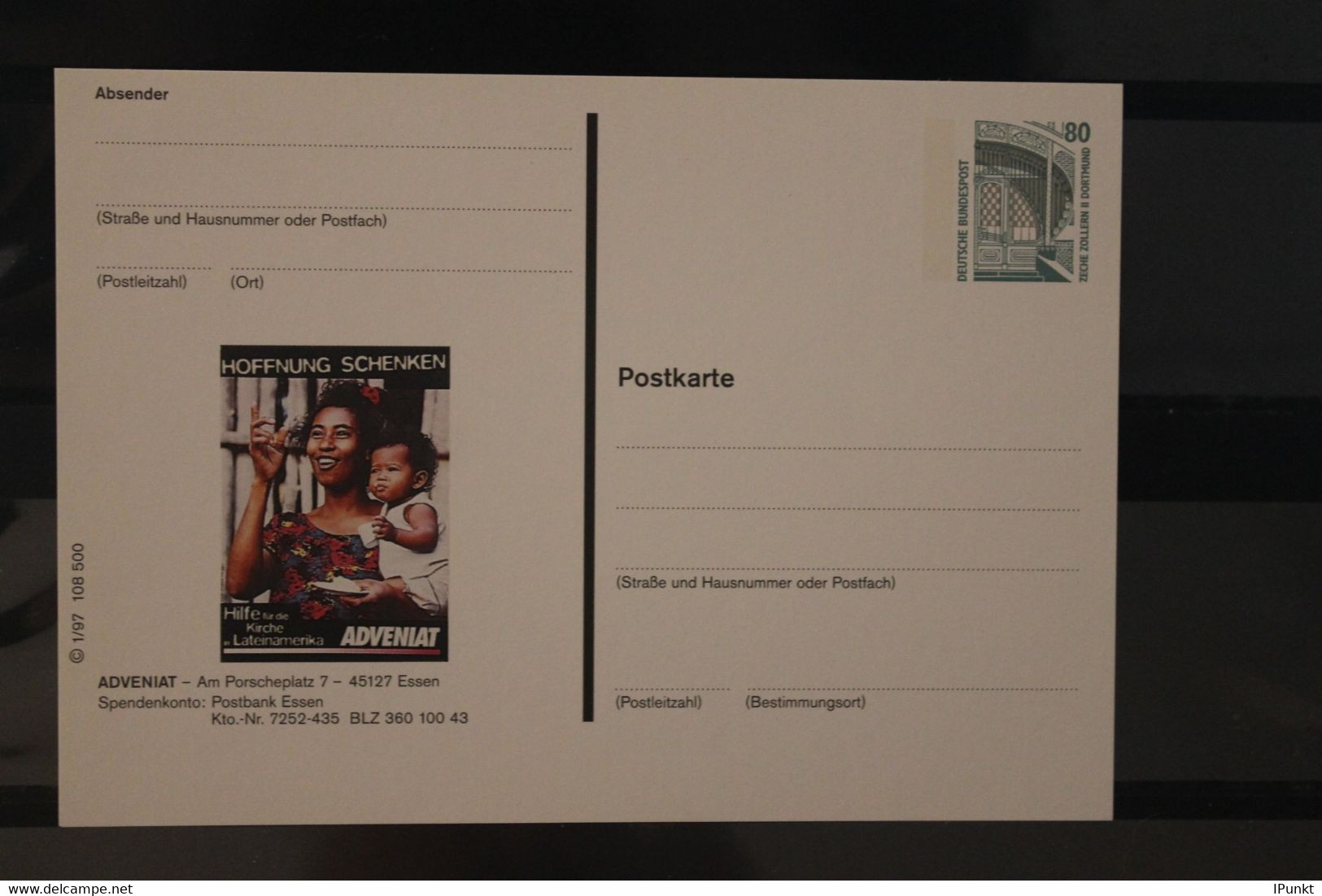 Deutschland 1999, Ganzsache Adveniat, Wertstempel Sehenswürdigkeiten - Privatpostkarten - Ungebraucht