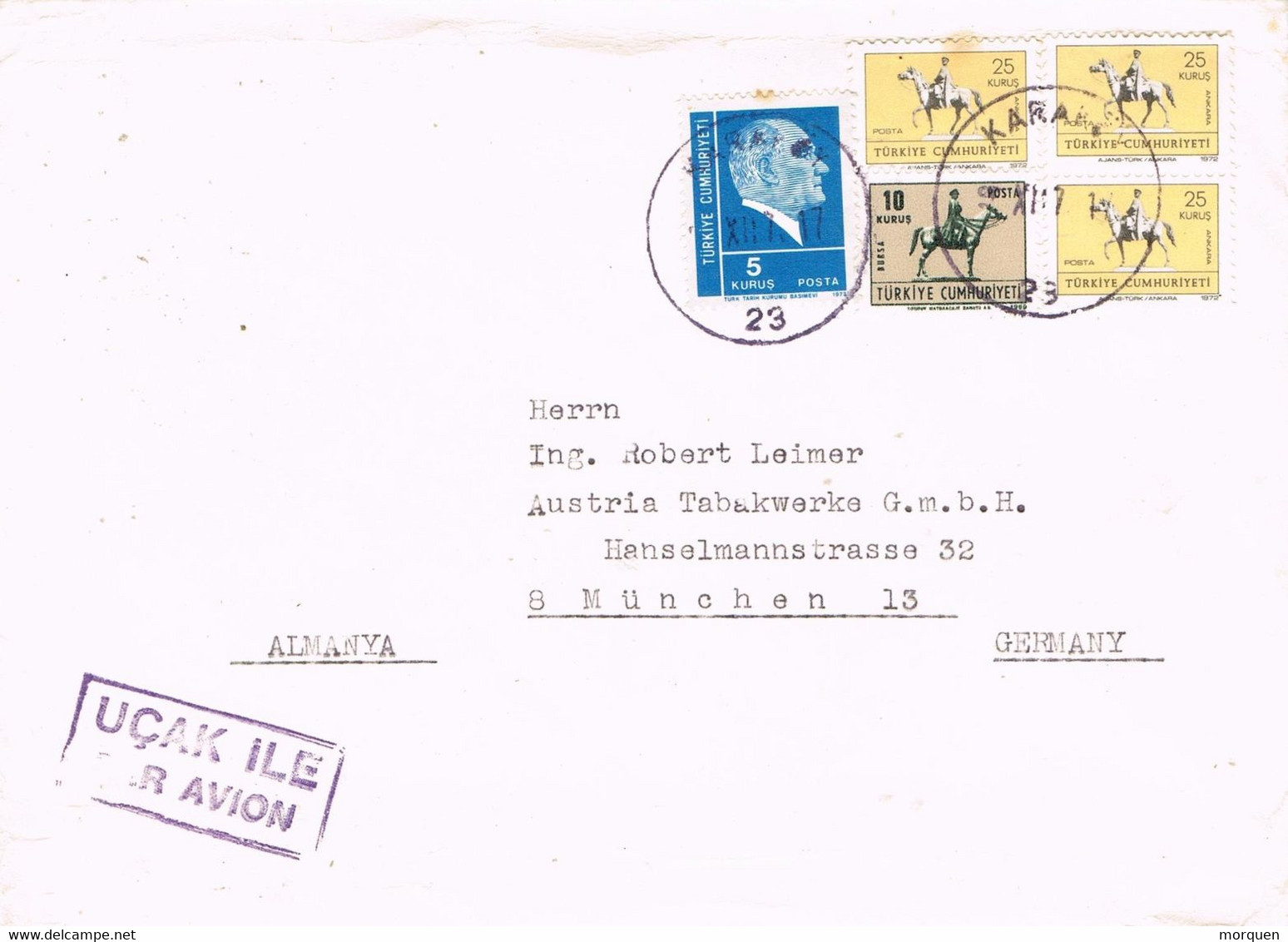 43591. Carta Aerea KARAKOY (Turquia) 1972. Remitida De Galata, Istambul - Briefe U. Dokumente