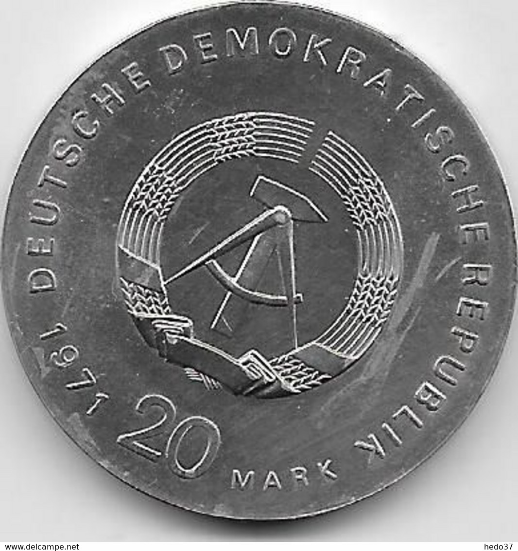 Allemagne DDR - RDA - 20 Mark 1971 - Argent - 5 Marcos