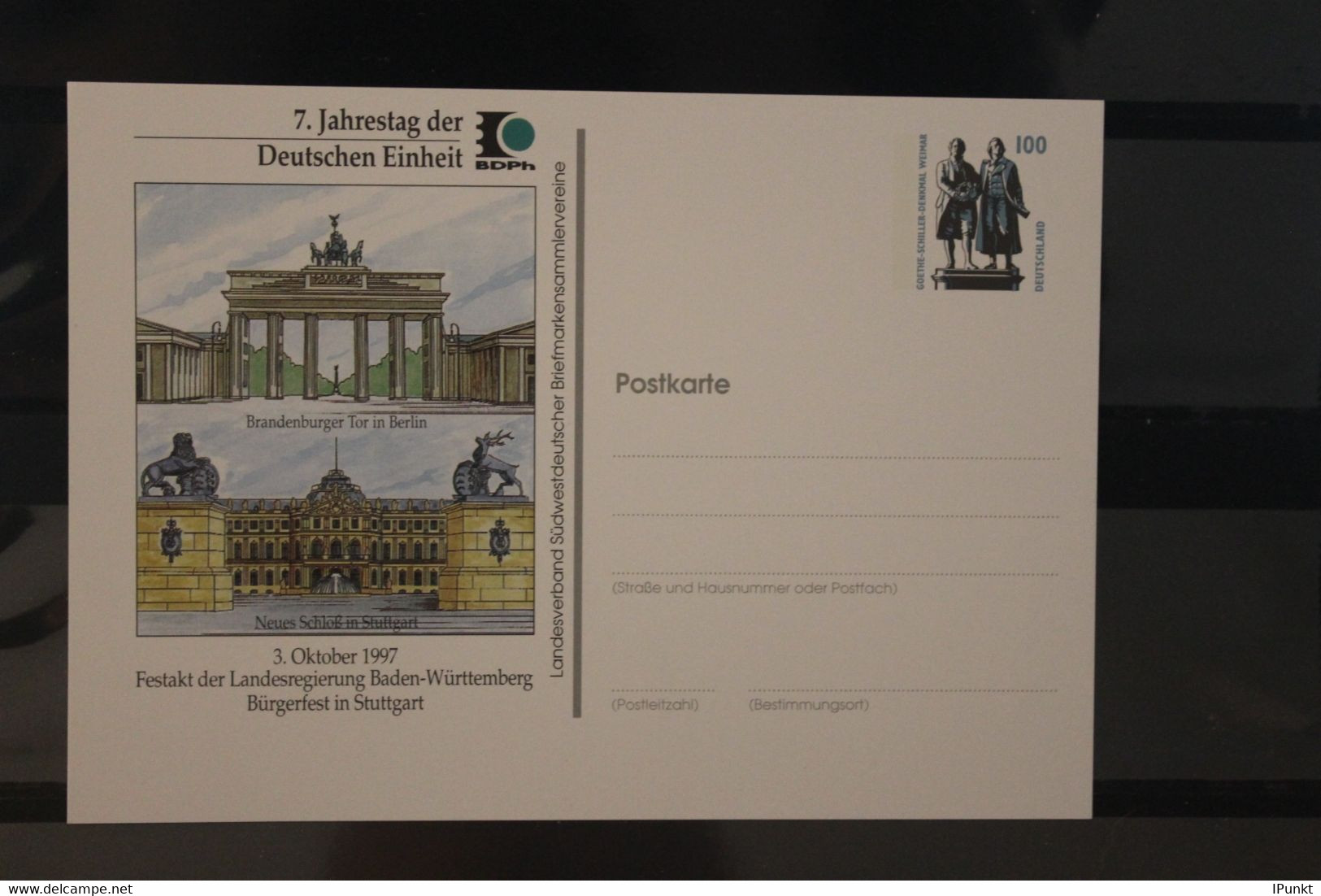 Deutschland 1997,  Ganzsache 7. Jahrestag Deutsche Einheit, Wertstempel Sehenswürdigkeiten, Ungebraucht - Privatpostkarten - Ungebraucht