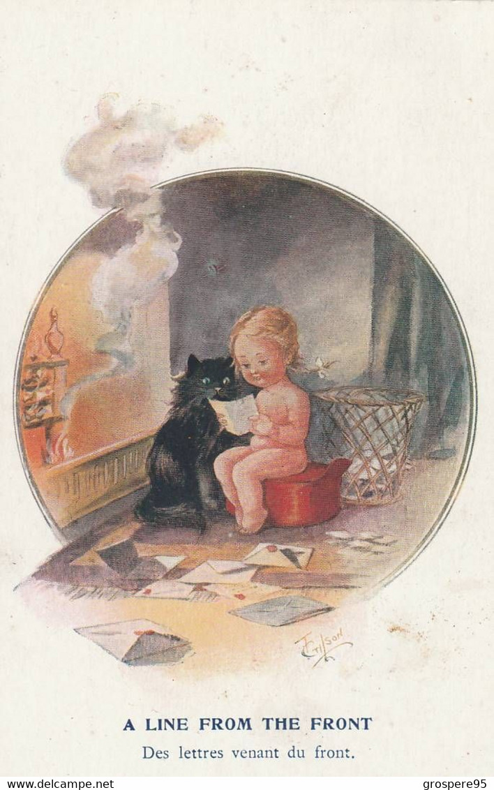 CHAT NOIR AVEC ENFANT ILLUSTRATEUR ANGLAIS GILSONT LUDGATE SERIES N°323 - Sonstige & Ohne Zuordnung