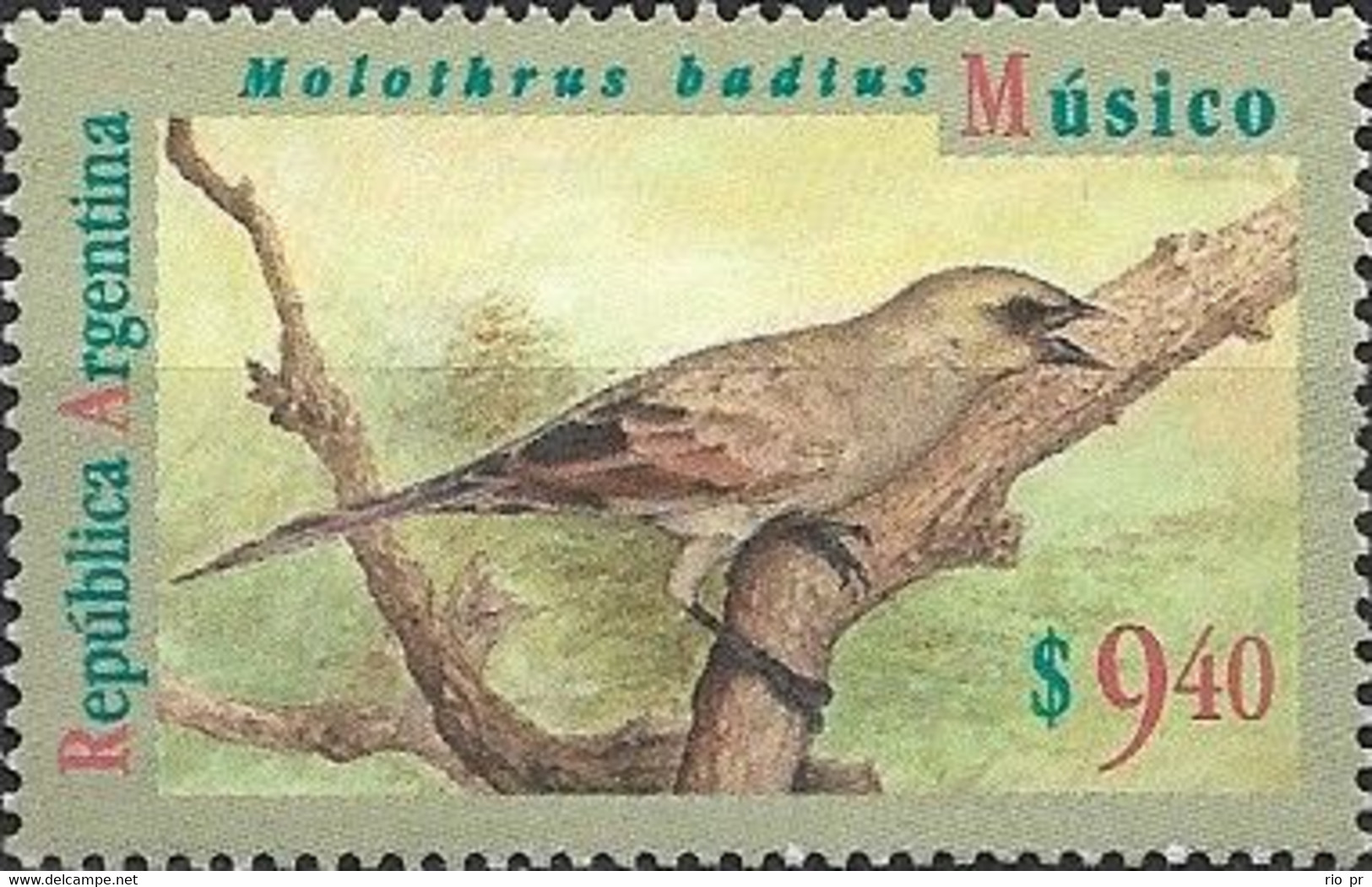 ARGENTINA - DEFINITIVE: GRAYISH BAYWING (MOLOTHRUS BADIUS) 1995 - MNH - Moineaux