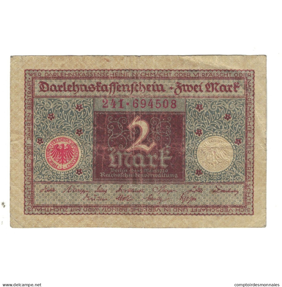 Billet, Allemagne, 2 Mark, KM:60, TB - 2 Rentenmark