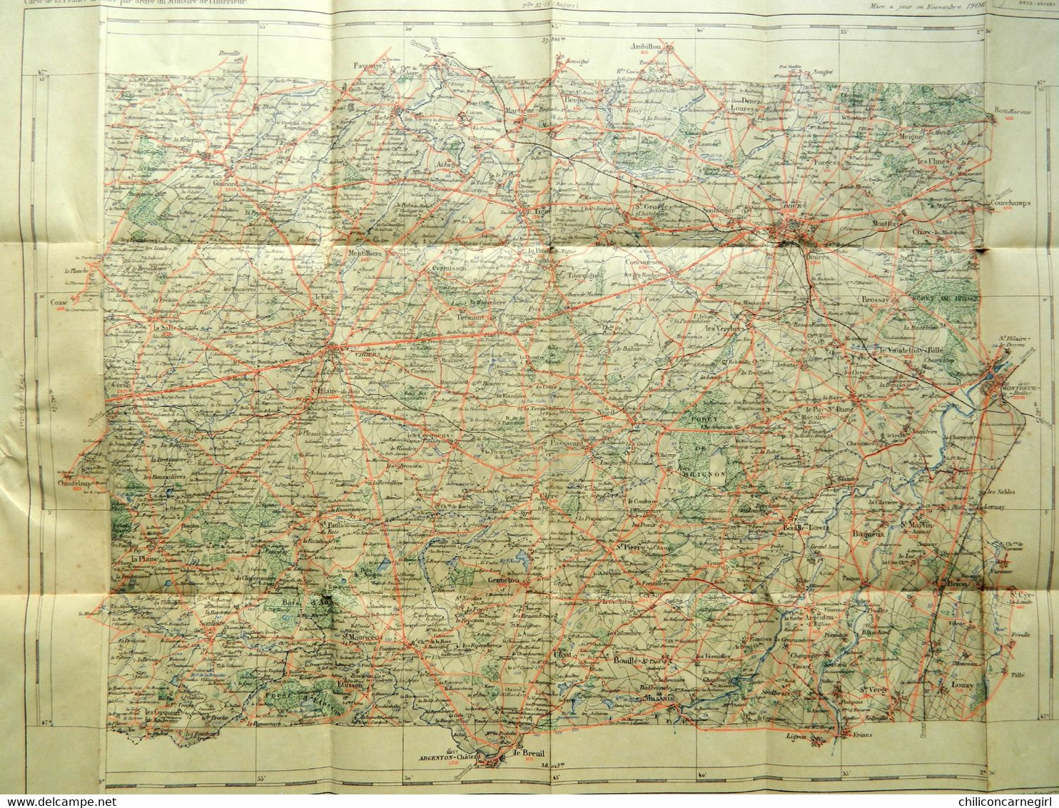 Carte Ministère De L'Intérieur - Echelle 1 : 100 000 - DOUE - Librairie Hachette - Tirage De 1921 - Feuille XI - 20 - Cartes Topographiques