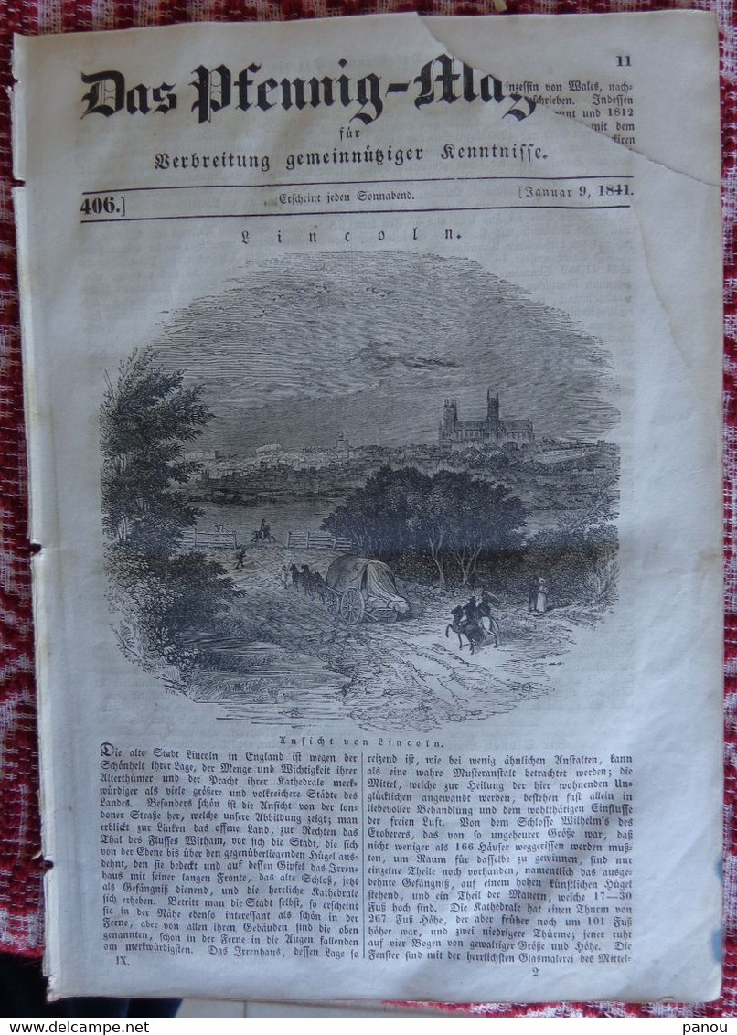 DAS PFENNIG MAGAZIN Nr 406. 9 Januar 1841. LINCOLN - Autres & Non Classés