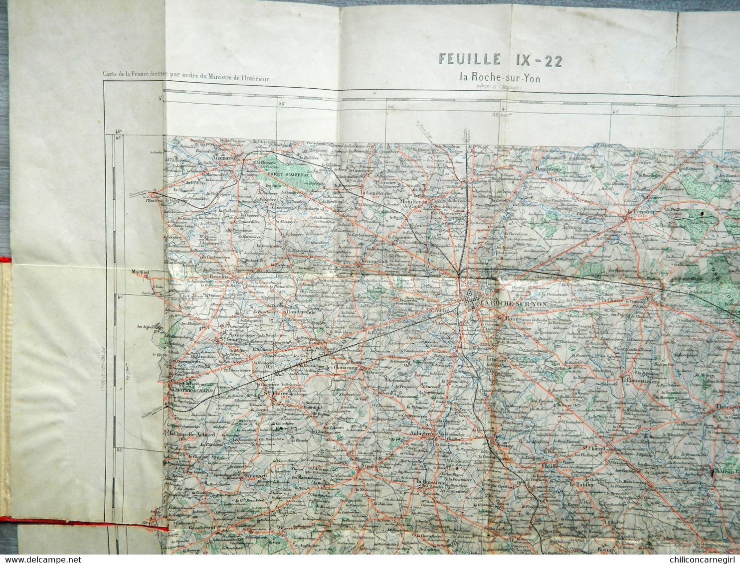 Carte Ministère De L'Intérieur - Echelle 1 : 100 000 - LA ROCHE SUR YON - Librairie Hachette Tirage 1903 Feuille IX - 22 - Cartes Topographiques