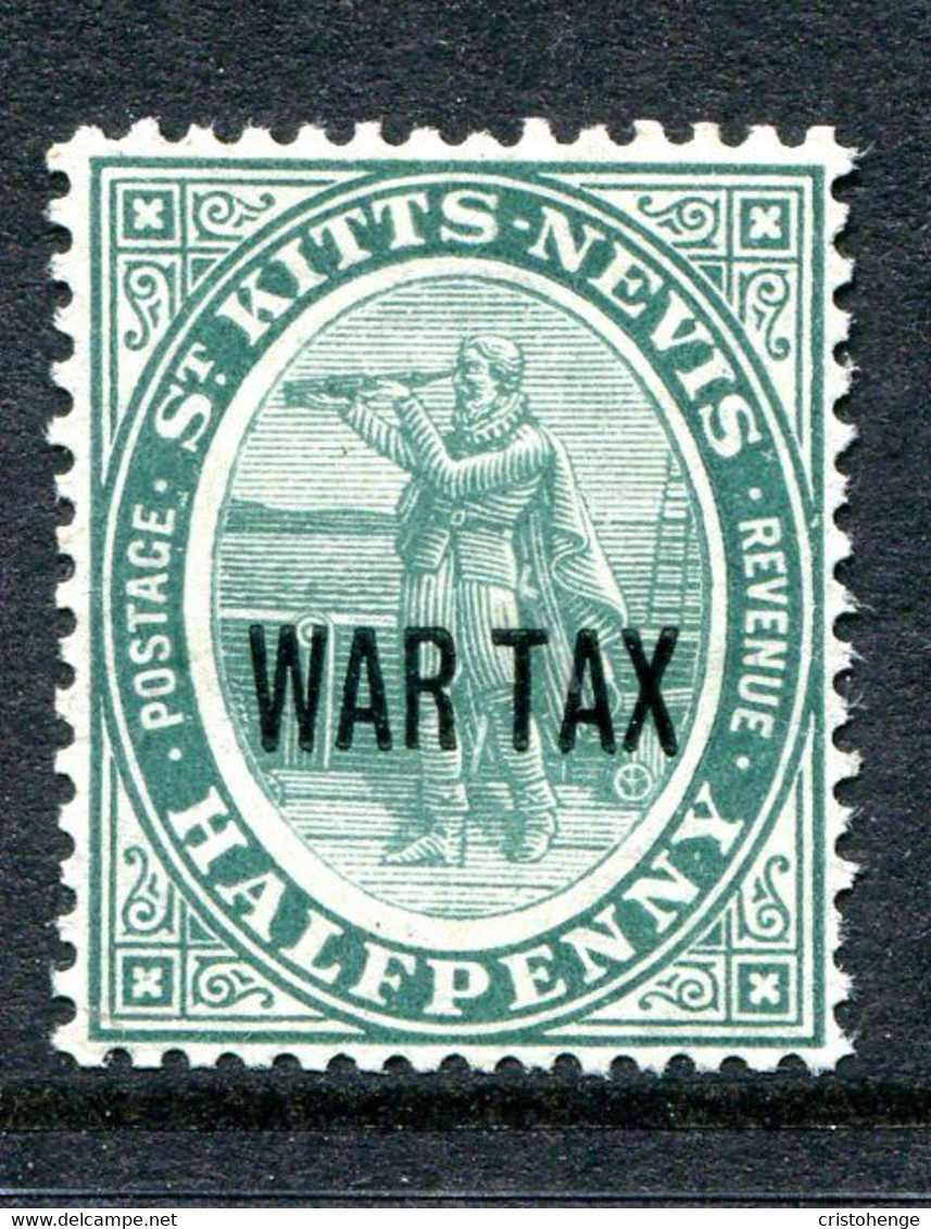 St Kitts & Nevis 1916 War Tax Stamp - ½d Dull Blue-green HM (SG 22) - St.Christopher-Nevis-Anguilla (...-1980)