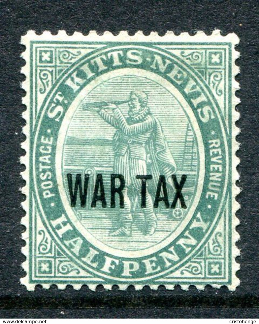 St Kitts & Nevis 1916 War Tax Stamp - ½d Dull Blue-green HM (SG 22) - St.Christopher-Nevis & Anguilla (...-1980)