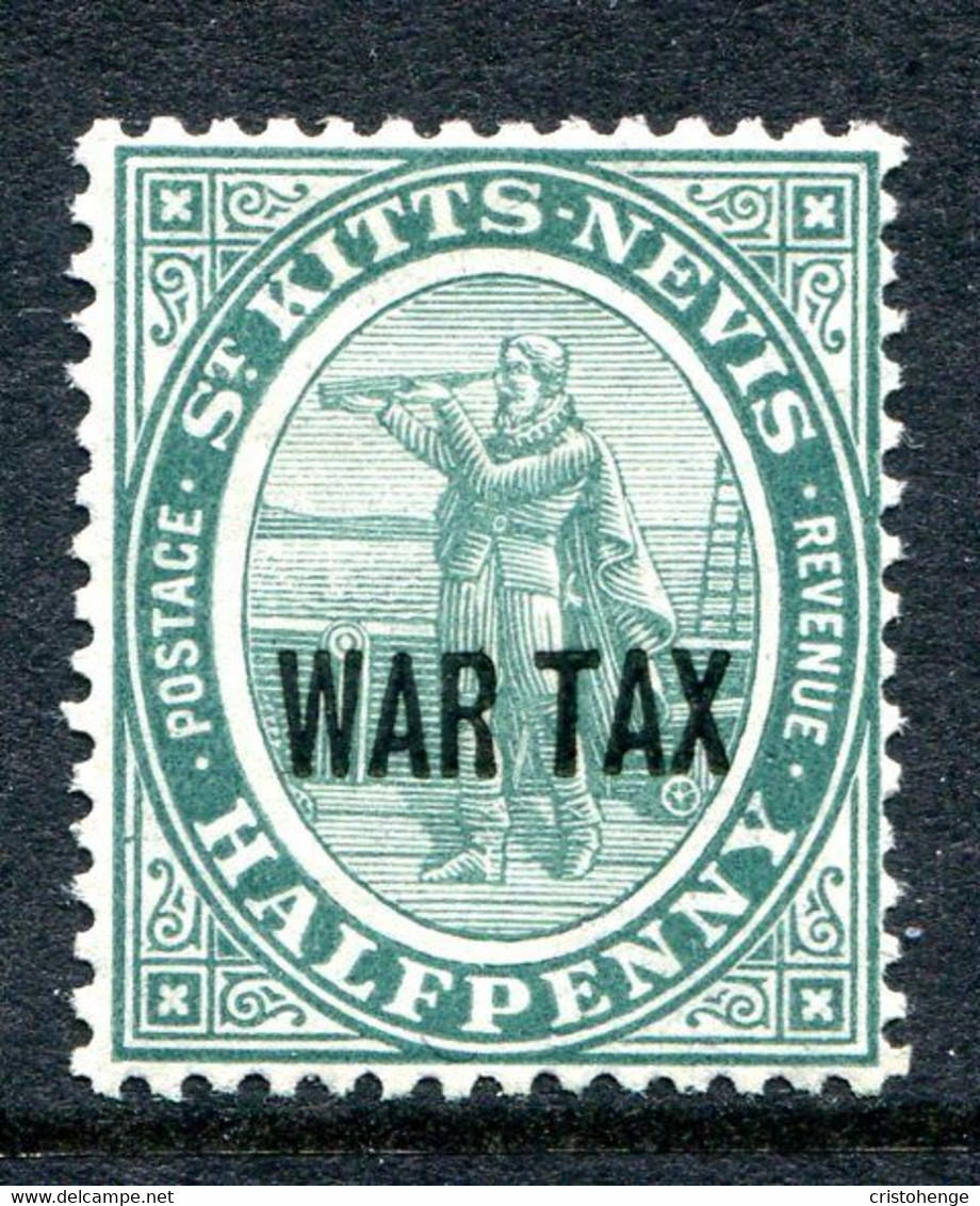 St Kitts & Nevis 1916 War Tax Stamp - ½d Dull Blue-green HM (SG 22) - St.Christopher-Nevis-Anguilla (...-1980)