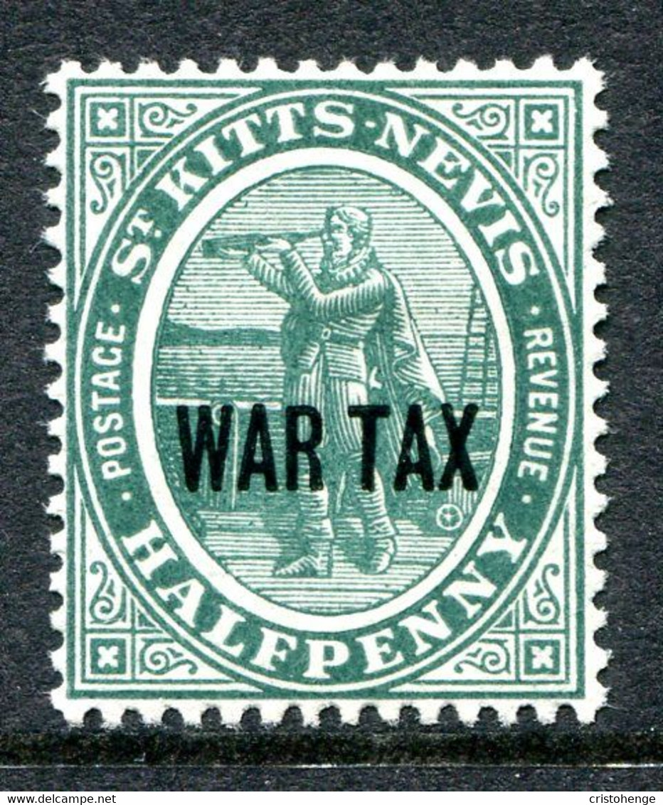 St Kitts & Nevis 1916 War Tax Stamp - ½d Deep Green HM (SG 22a) - St.Christopher, Nevis En Anguilla (...-1980)