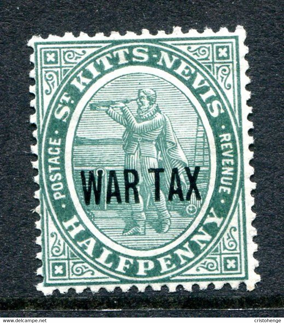 St Kitts & Nevis 1916 War Tax Stamp - ½d Deep Green HM (SG 22a) - St.Christopher-Nevis & Anguilla (...-1980)