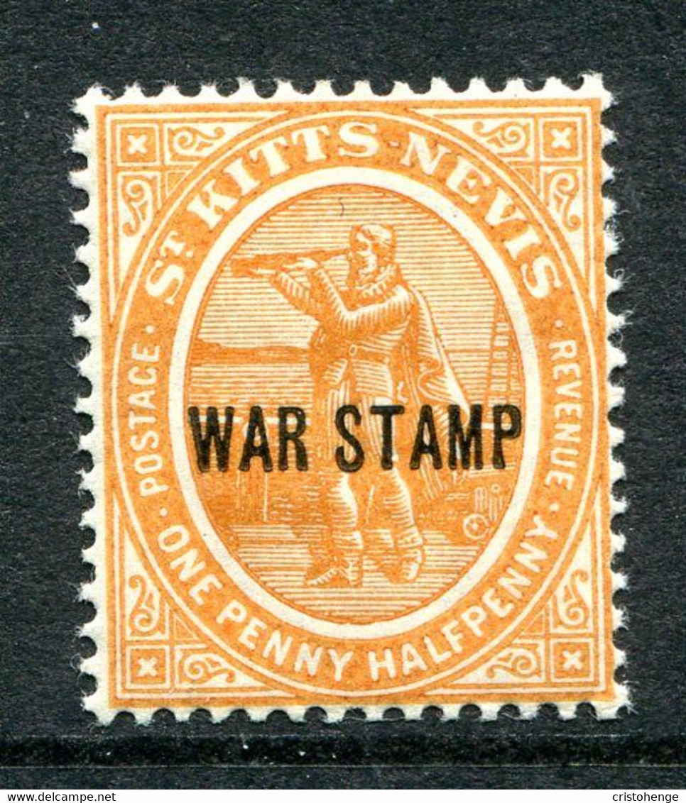 St Kitts & Nevis 1918 War Tax Stamp - 1½d Orange HM (SG 23) - St.Christopher-Nevis-Anguilla (...-1980)