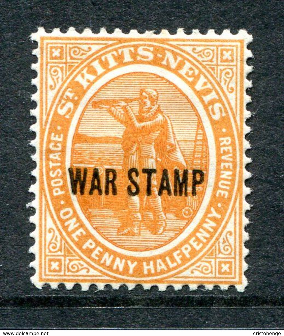 St Kitts & Nevis 1918 War Tax Stamp - 1½d Orange HM (SG 23) - St.Christopher-Nevis & Anguilla (...-1980)