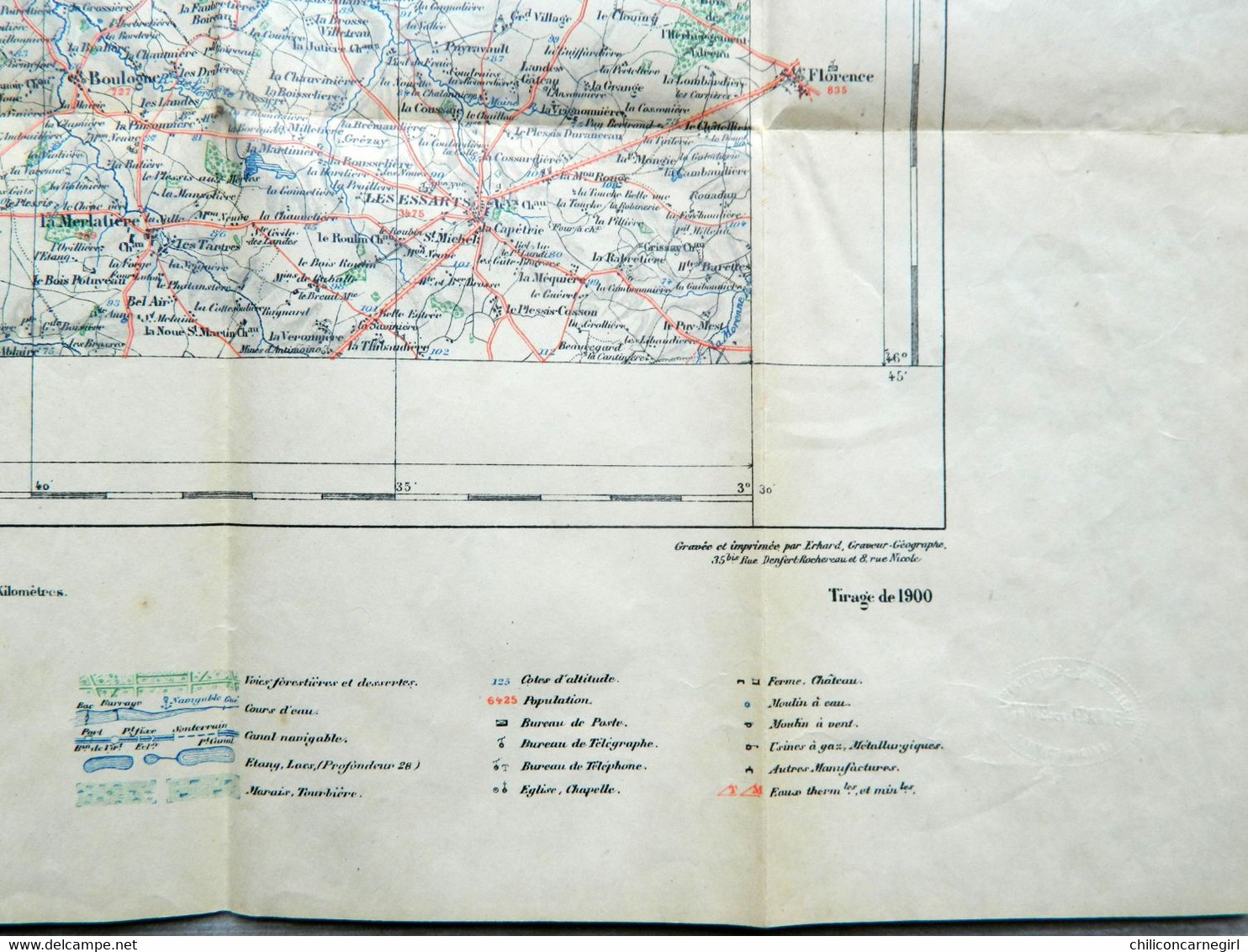 Carte Ministère De L'Intérieur - Echelle 1 : 100 000 - MONTAIGU - Librairie Hachette - Tirage De 1900 - Feuille IX - 21 - Cartes Topographiques