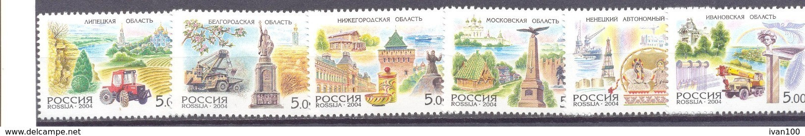2004. Russia, Monasteries Of Russia, Churches, Mich. 1136/41, 6v, Mint/** - Nuevos