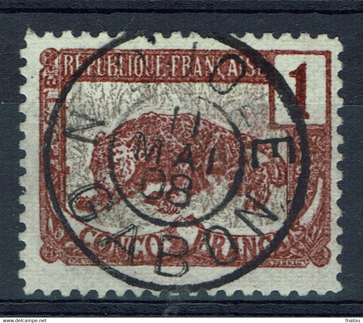 Congo Français, 1c., Panthère, 1900, Obl, TB Superbe Et Rare Cachet De NDJOLE, GABON - Usados