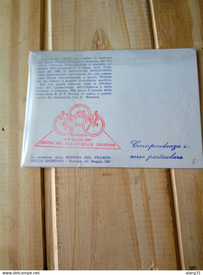 Italia.2 Covers .most Beautiful Sport Stamp 1955.ferrara 1957.sport Stamp Show.san Marino.e7 Reg Letter 2 Pieces.commems - Winter 1956: Cortina D'Ampezzo