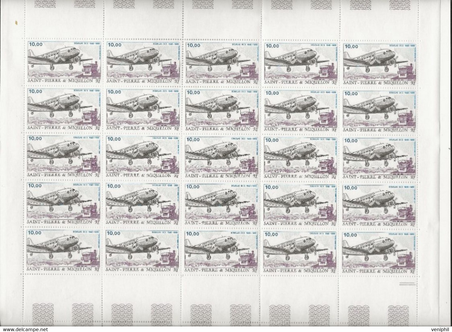 ST PIERRE ET MIQUELON - POSTE AERIENNE N° 67  -FEUILLE DE 25 EXEMPLAIRES-ANNEE 1988- COTE : 115 € - Nuevos