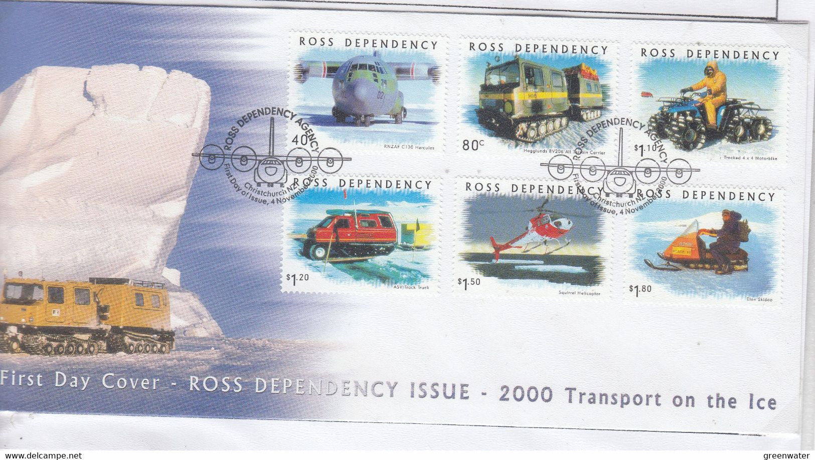 Ross Dependency 2000 Transport On The Ice 6v FDC (RS164C) - FDC