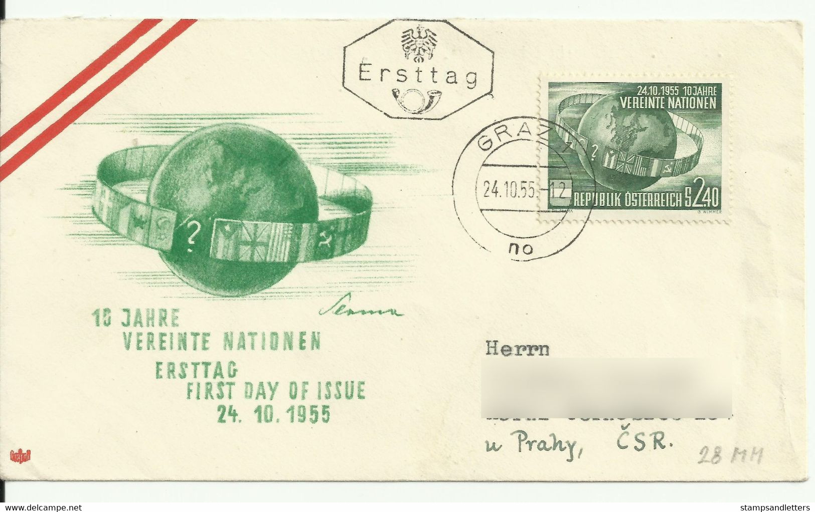 FDC Cover”Vereinte Nationen” 1955 Mi 1022 - Briefe U. Dokumente