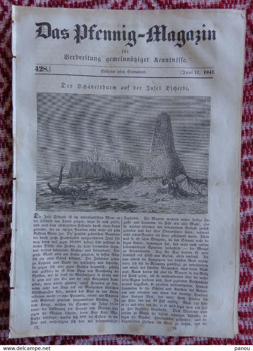 DAS PFENNIG MAGAZIN Nr 428.  12 Juni 1841. Djerba Dschirba Jerba Jarbah Tunisie Tunisia Tunis - Autres & Non Classés