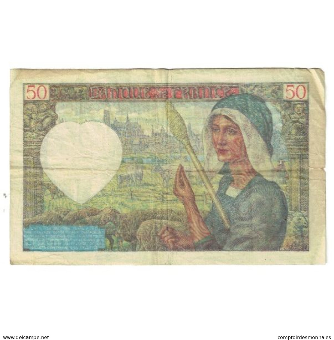 France, 50 Francs, Jacques Coeur, 1941, G.78, TB, Fayette:19.1, KM:93 - 50 F 1940-1942 ''Jacques Coeur''
