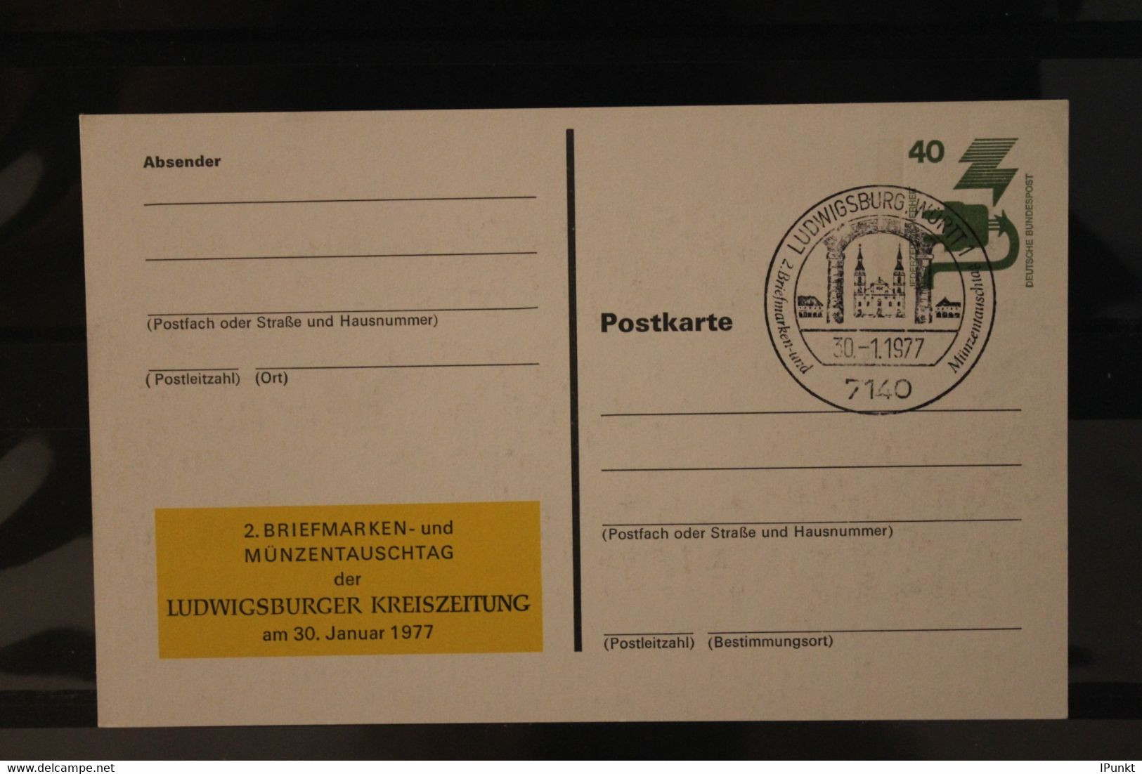 Deutschland 1977, Ganzsache Briefmarkentauschtag Ludwigsburg, Gebraucht - Postales Privados - Usados