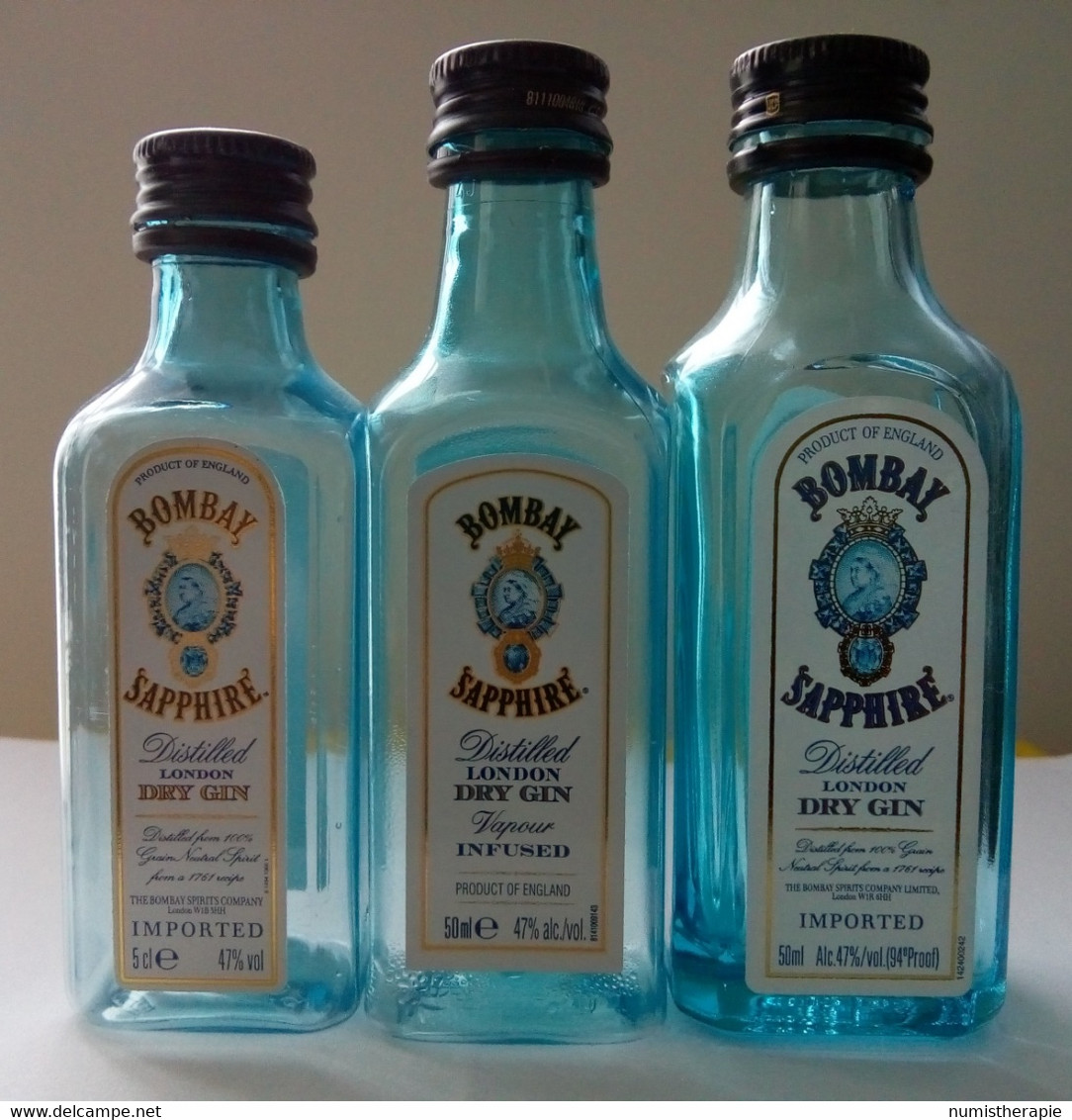 Lot De 3 Mini Bouteilles 50ml Vides : Bombay Sapphire London Dry Gin : Plastique Plastique Verre - Spiritus