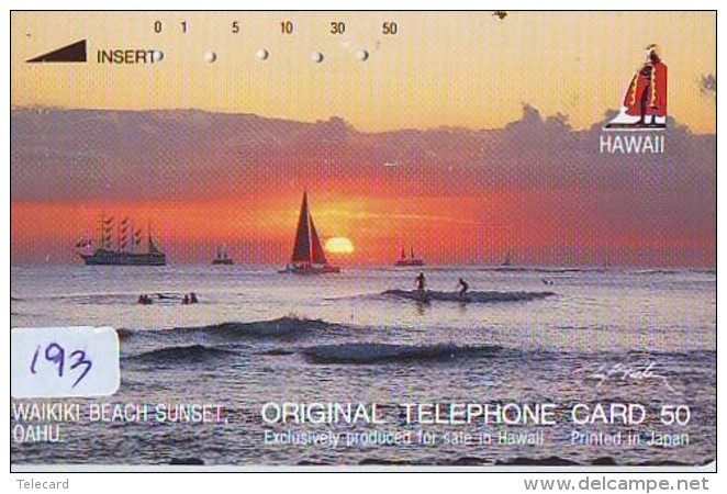 Télécarte HAWAII Sur JAPON - HAWAII Related (193)   Telefonkarte Phonecard Japan - - Landscapes