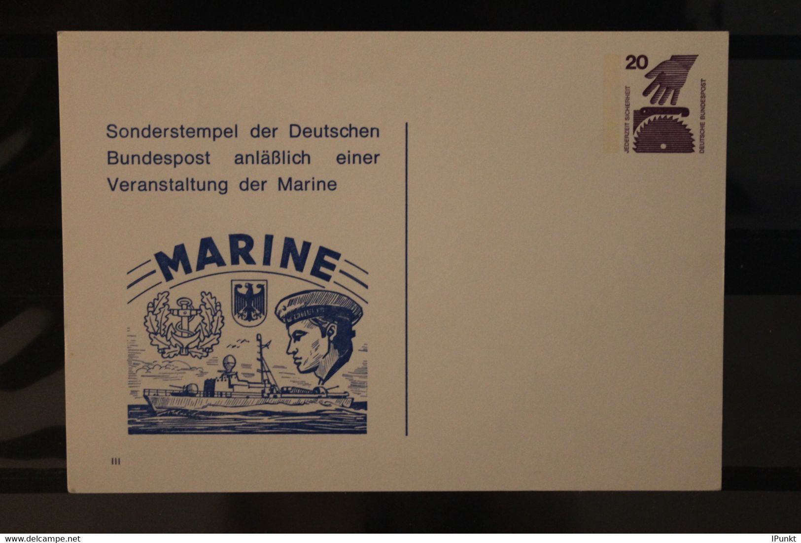 Deutschland, Ganzsache Marine, Wertstempel Unfallverhütung, Ungebraucht; 1977 - Cartes Postales Privées - Neuves