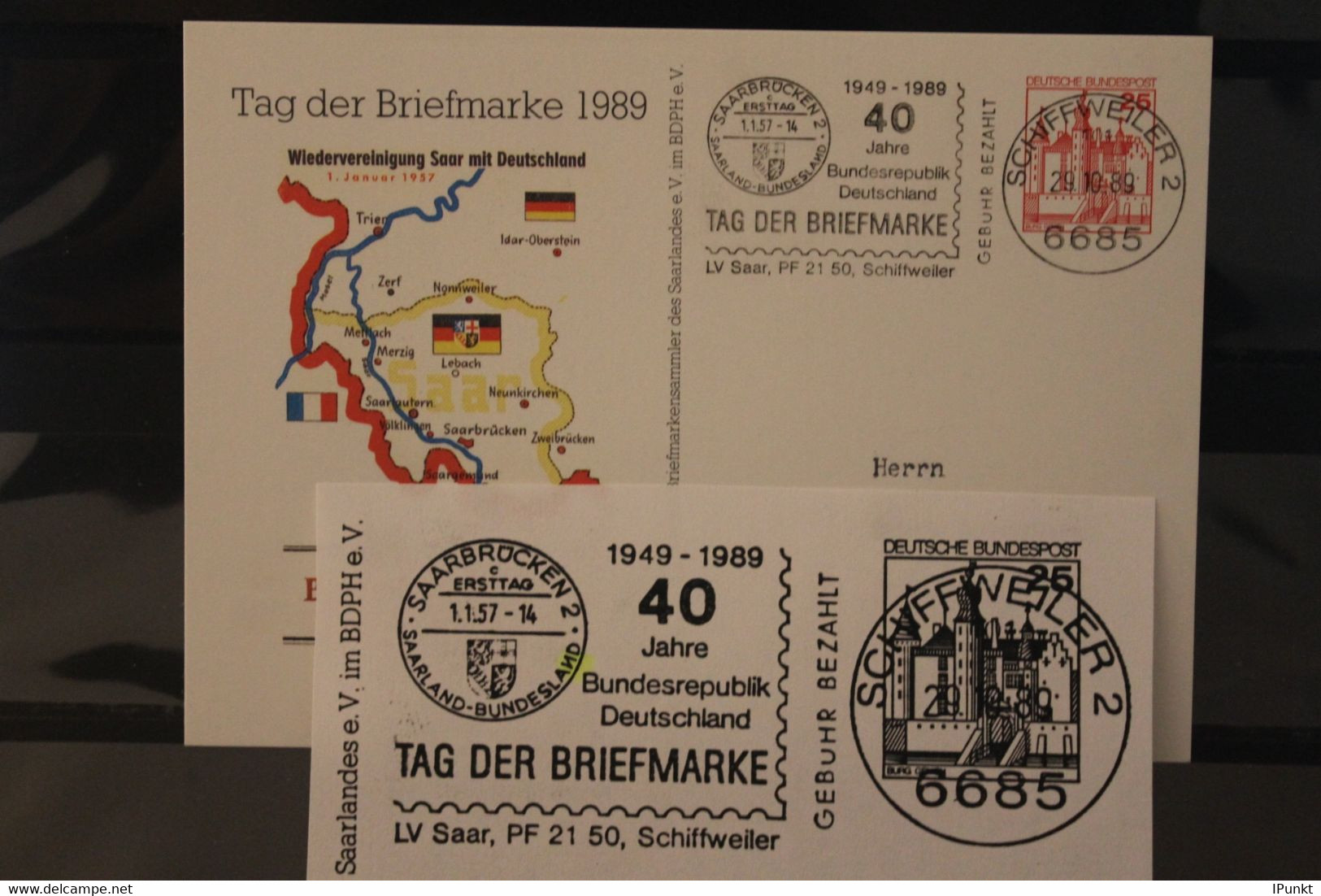 Deutschland 1989, Ganzsache Tag Der Briefmarke; 40 Jahre BRD - Privé Postkaarten - Gebruikt